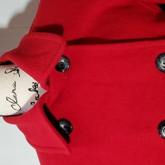Harve Benard- Womens Red Double breasted Wool Coat Sz.10 - Picture 4 of 13